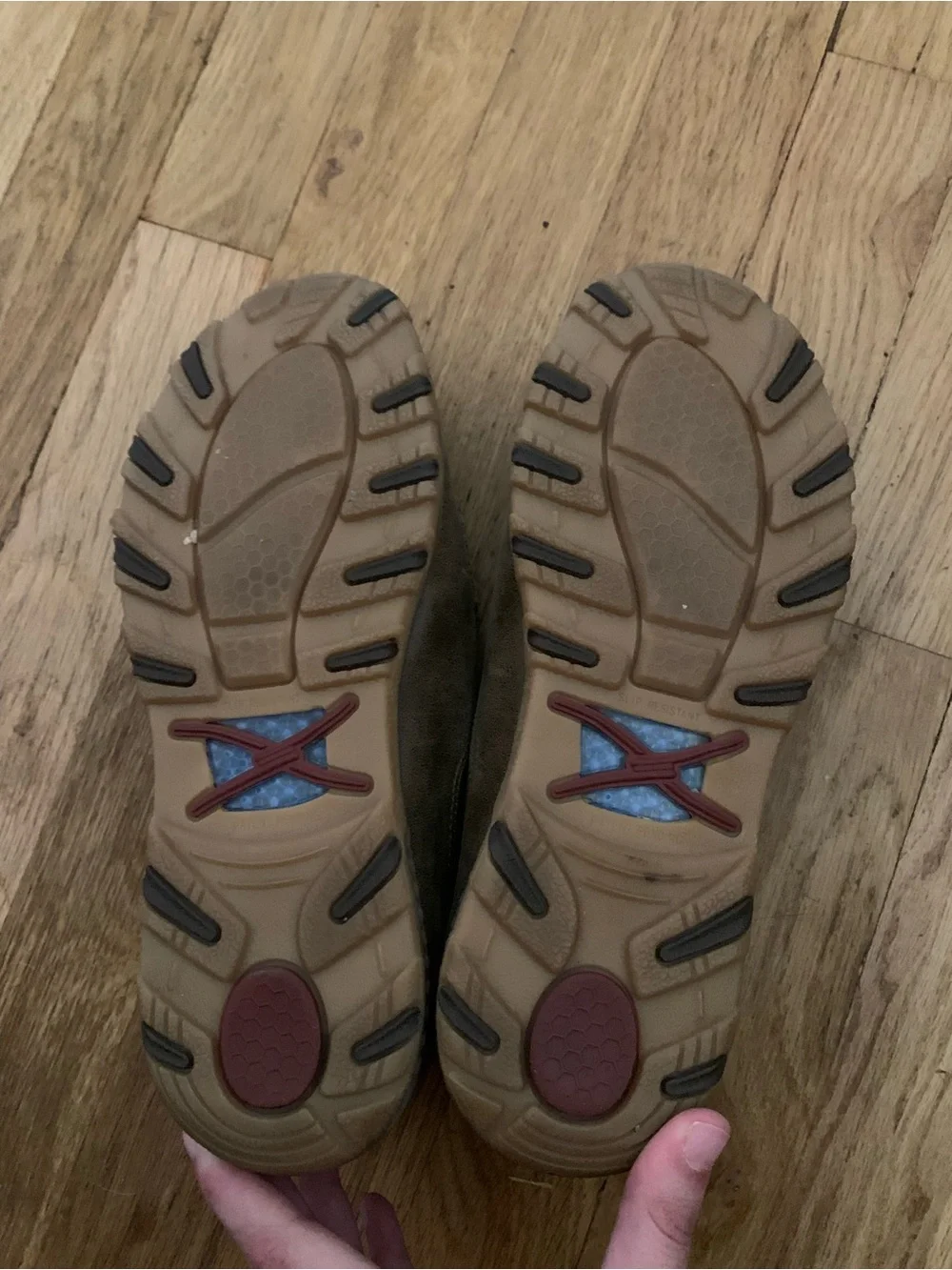 Twisted X Brown Flats with Multicolor Woven Toe Panels
